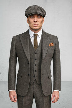 Brand New Quality 1920's English Style Peaky Blinders Style Vested Peaky Blinder Suit - Peaky Blinders Outfit + Overcoat + Hat (Peaky Blinder Custome) - Image 8
