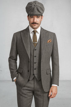 Brand New Quality 1920's English Style Peaky Blinders Style Vested Peaky Blinder Suit - Peaky Blinders Outfit + Overcoat + Hat (Peaky Blinder Custome) - Image 97
