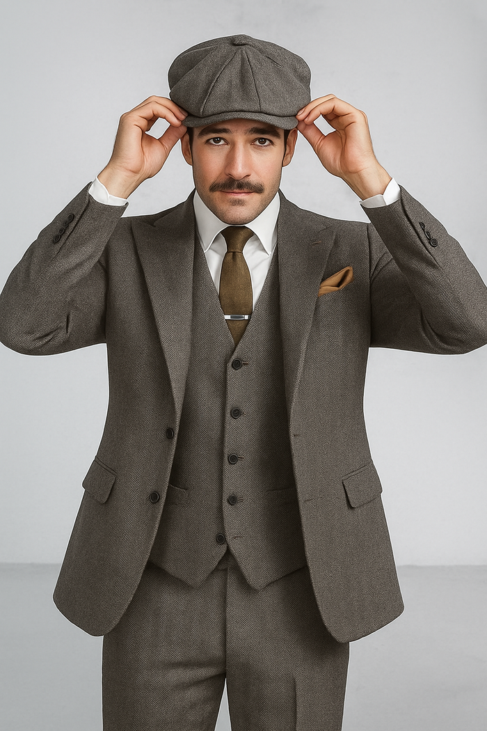 Brand New Quality 1920's English Style Peaky Blinders Style Vested Peaky Blinder Suit - Peaky Blinders Outfit + Overcoat + Hat (Peaky Blinder Custome) - Image 99