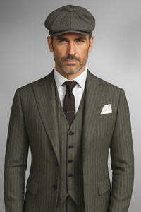 Brand New Quality 1920's English Style Peaky Blinders Style Vested Peaky Blinder Suit - Peaky Blinders Outfit + Overcoat + Hat (Peaky Blinder Custome)