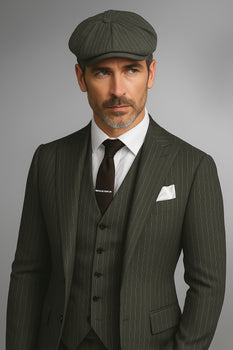 Brand New Quality 1920's English Style Peaky Blinders Style Vested Peaky Blinder Suit - Peaky Blinders Outfit + Overcoat + Hat (Peaky Blinder Custome) - Image 102