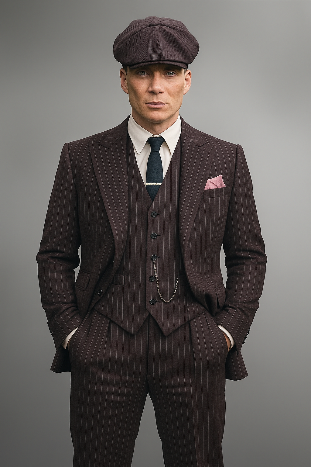 Brand New Quality 1920's English Style Peaky Blinders Style Vested Peaky Blinder Suit - Peaky Blinders Outfit + Overcoat + Hat (Peaky Blinder Custome) - Image 5