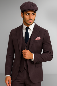 Brand New Quality 1920's English Style Peaky Blinders Style Vested Peaky Blinder Suit - Peaky Blinders Outfit + Overcoat + Hat (Peaky Blinder Custome)