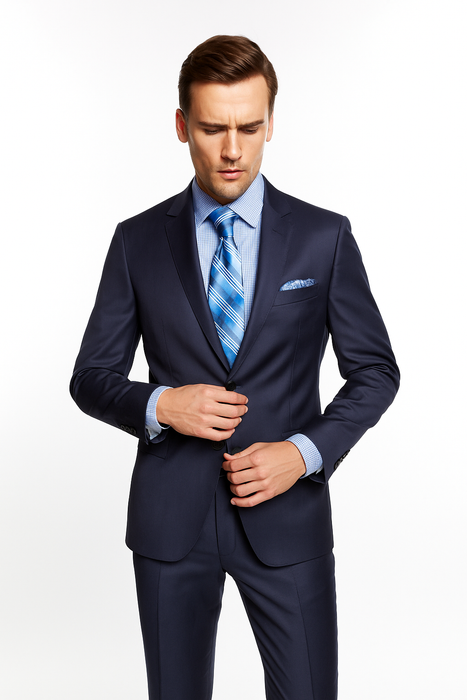 Mantoni Suit Brand Men’s Suit-French Blue- High End Suits - High Quality Suits