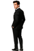 Mantoni Suit - Signature Menswear Wool Fabric SuitsOutlet - Brand Men's Peak Lapel 1 Button Solid Black Tuxedo Suit - High End Suits - High Quality Suits