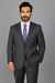 Men's Tiglio Suit - Signature Menswear Wool Fabric SuitsOutlet - Brand patterned Dark Grey 2-button Suit  - High End Suits - High Quality Suits