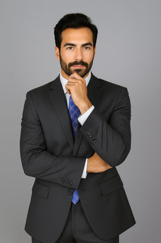 Men's Mantoni Suit - Signature Menswear Wool Fabric SuitsOutlet - Brand Charcoal Grey 2-button Suit  - High End Suits - High Quality Suits - Image 7
