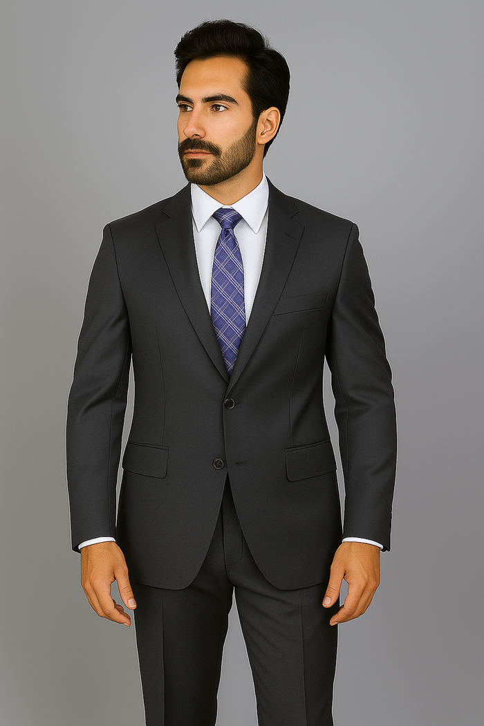 Men's Mantoni Suit - Signature Menswear Wool Fabric SuitsOutlet - Brand patterned Dark Grey 2-button Suit  - High End Suits - High Quality Suits - Image 7