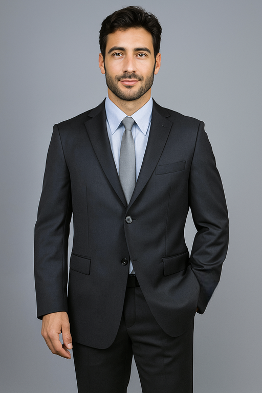 Authentic Mantoni Brand Men's Black 2-button Suit - High End Suits - High Quality Suits