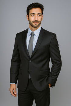 Authentic Mantoni Brand Men's Black 2-button Suit - High End Suits - High Quality Suits - Image 7