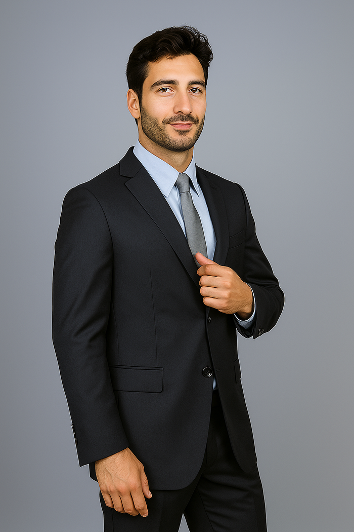 Authentic Mantoni Brand Men's Black 2-button Suit - High End Suits - High Quality Suits - Image 9