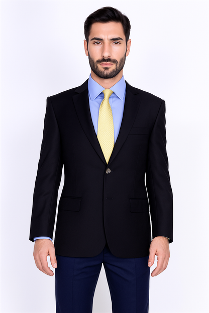 Men's Sport Coat Black Mantoni Suit - Signature Menswear Wool Fabric SuitsOutlet - Brand - High End Suits - High Quality Suits - Image 5