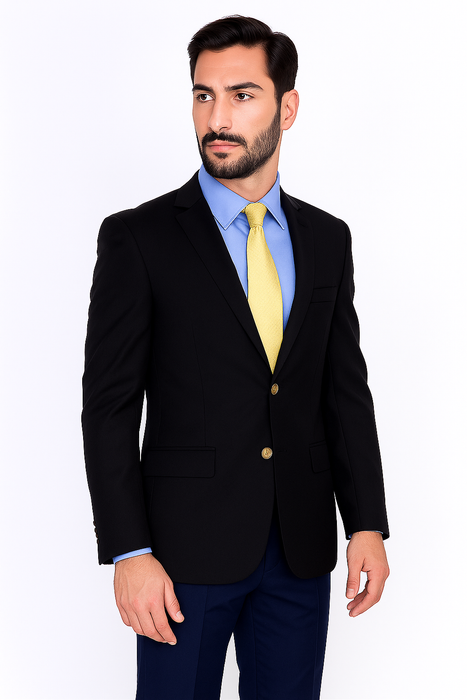 Men's Sport Coat Black Mantoni Suit - Signature Menswear Wool Fabric SuitsOutlet - Brand - High End Suits - High Quality Suits