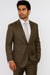 Men's Classic 2 Button Super 140's Suit in Taupe - Light Olive  Mantoni Brand - 100% Percent Wool Fabric Suit - Worsted Wool Business Suit