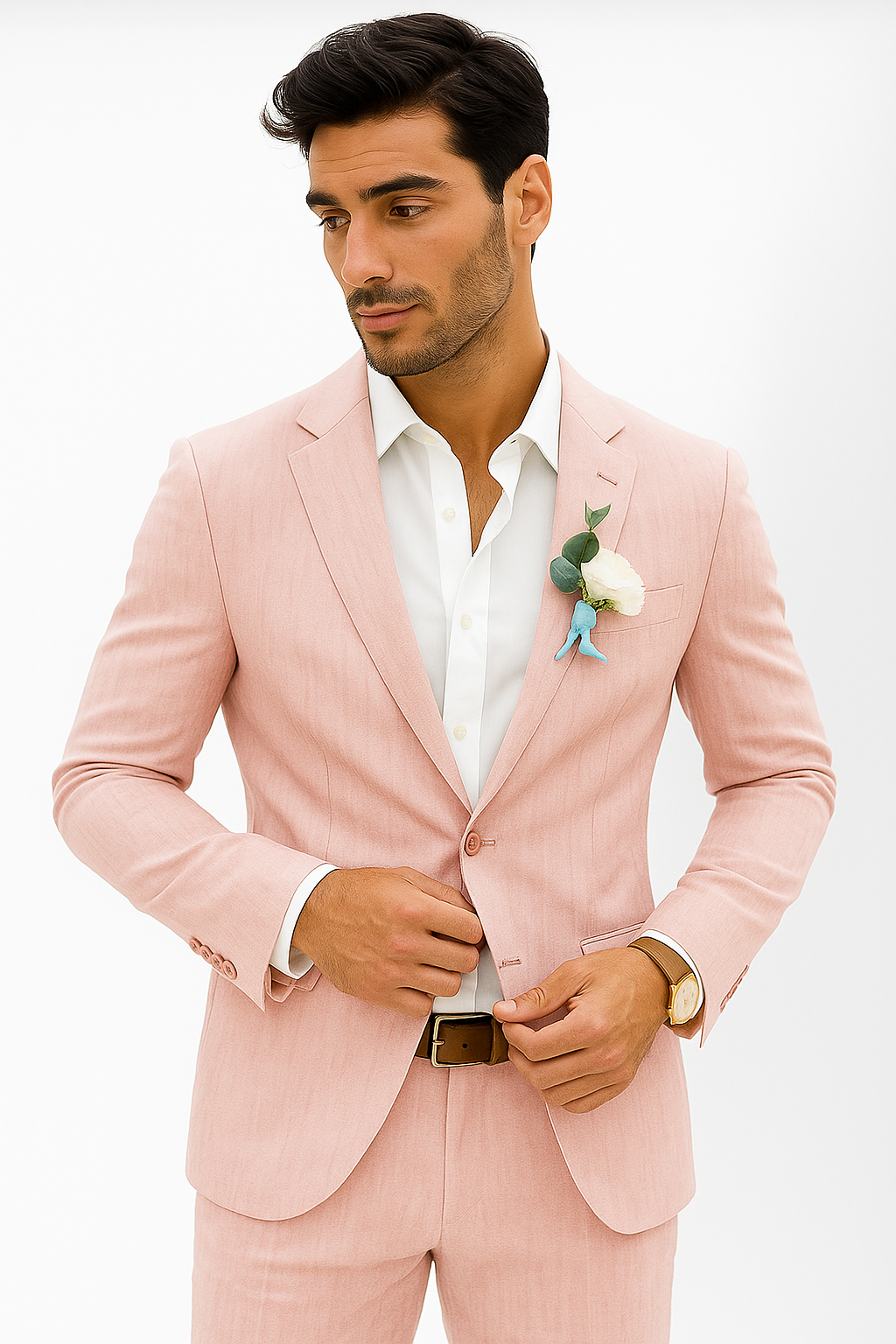 Mens Cotton Suit - Pink Summer Suit - Image 4