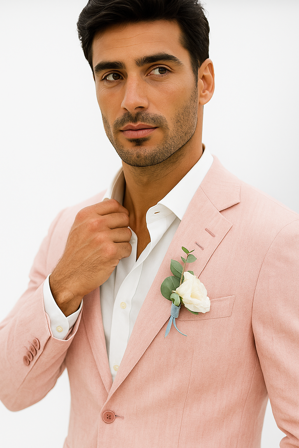 Mens Cotton Suit - Pink Summer Suit - Image 5