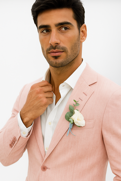 Mens Cotton Suit - Pink Summer Suit - Image 5