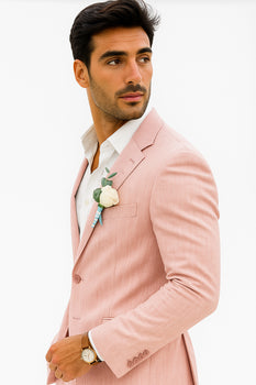 Mens Cotton Suit - Pink Summer Suit - Image 3