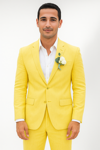 Mens Cotton Suit - Yellow Summer Suit