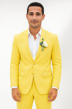 Mens Cotton Suit - Yellow Summer Suit - Image 7