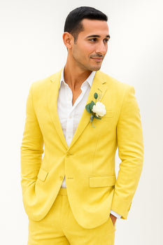 Mens Cotton Suit - Yellow Summer Suit - Image 4