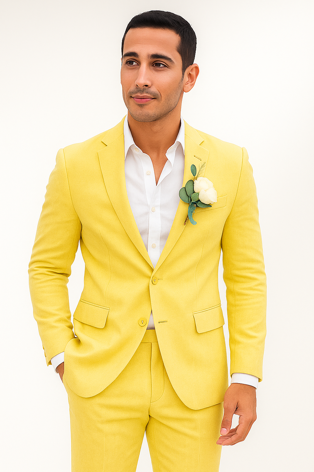Mens Cotton Suit - Yellow Summer Suit - Image 9