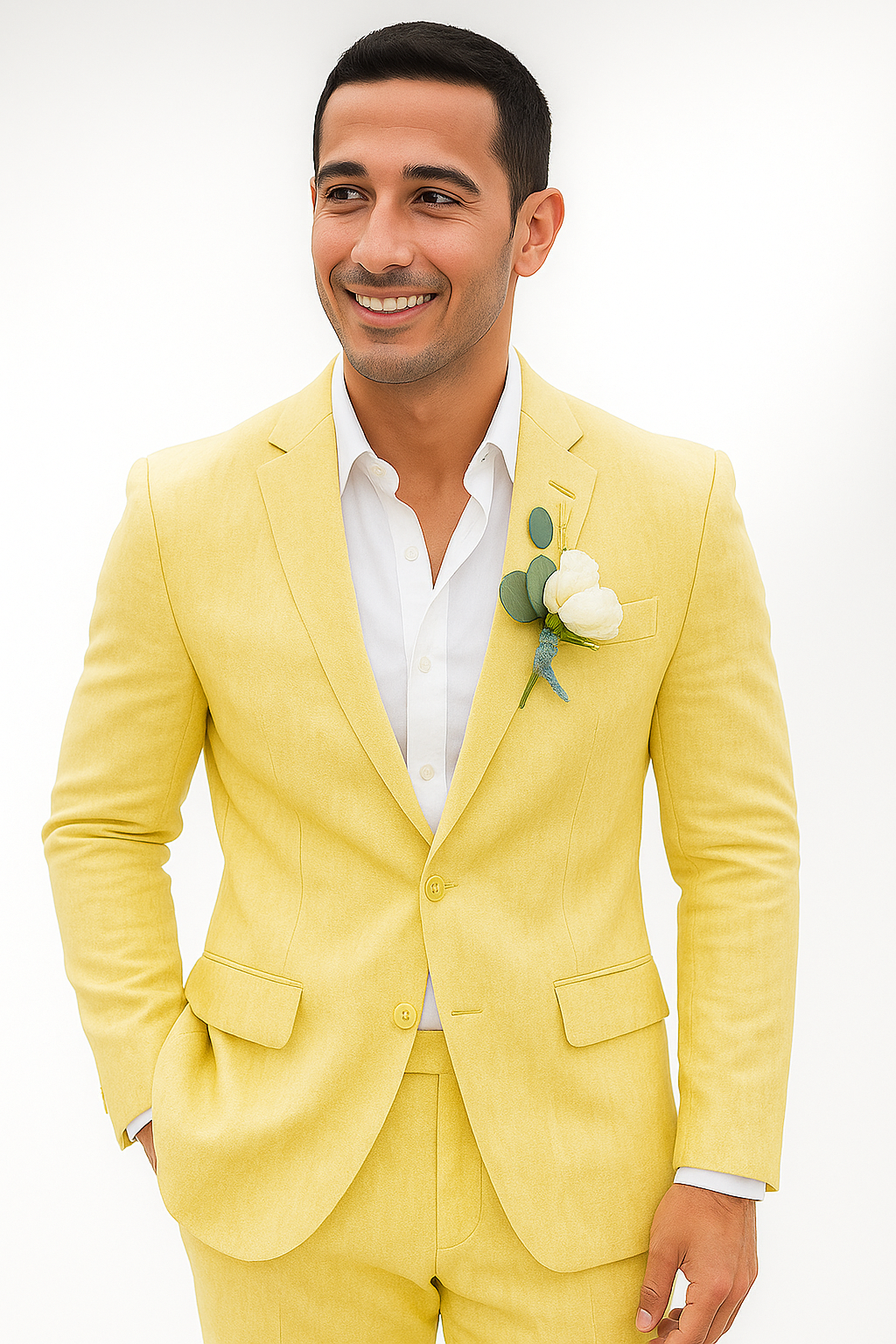 Mens Cotton Suit - Yellow Summer Suit - Image 8