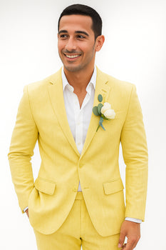 Mens Cotton Suit - Yellow Summer Suit - Image 8