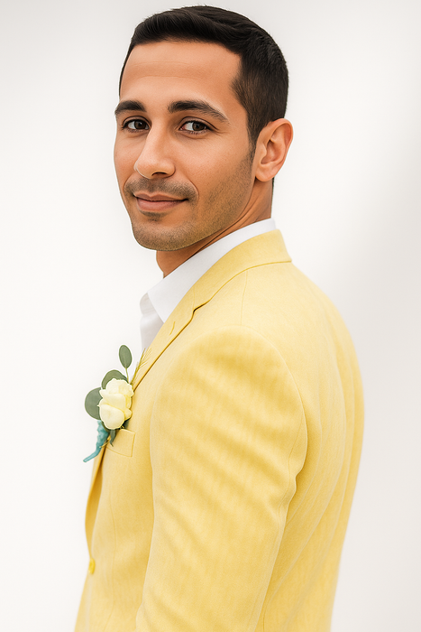 Mens Cotton Suit - Yellow Summer Suit