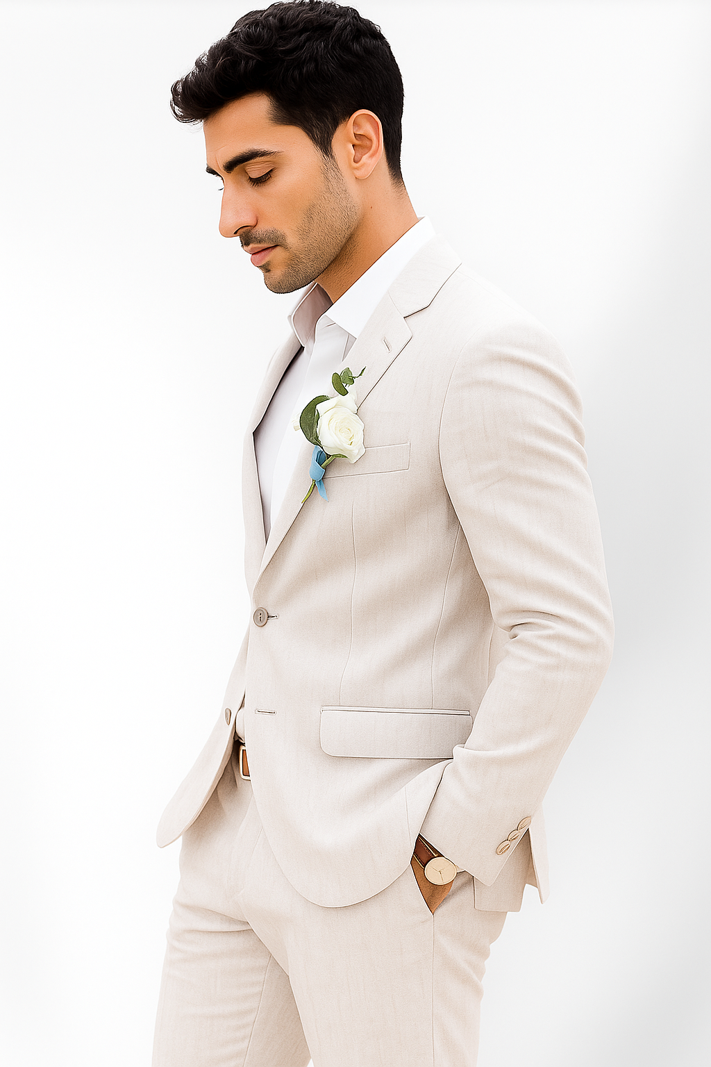 Mens Cotton Suit - White Summer Suit - Image 3