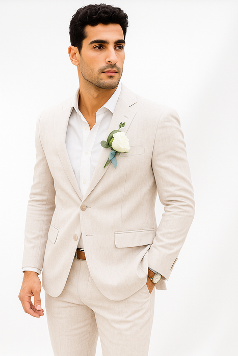 Mens Cotton Suit - White Summer Suit