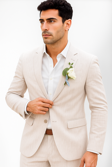 Mens Cotton Suit - White Summer Suit
