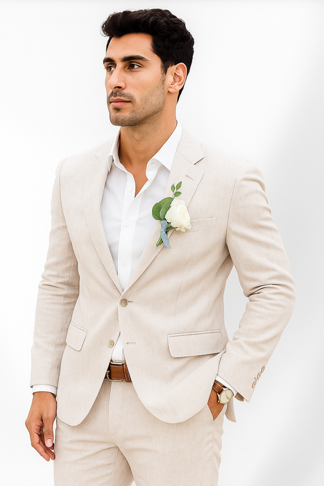 Mens Cotton Suit - White Summer Suit