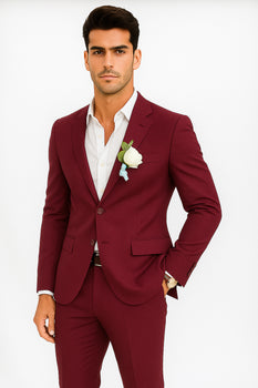 Mens Cotton Suit - Burgundy Summer Suit - Image 5