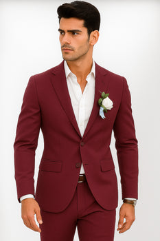 Mens Cotton Suit - Burgundy Summer Suit - Image 7