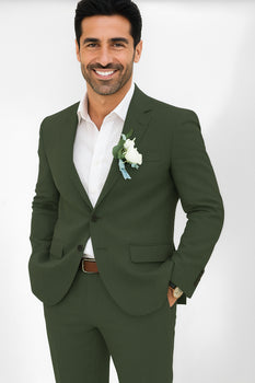 Mens Cotton Suit - Olive Summer Suit