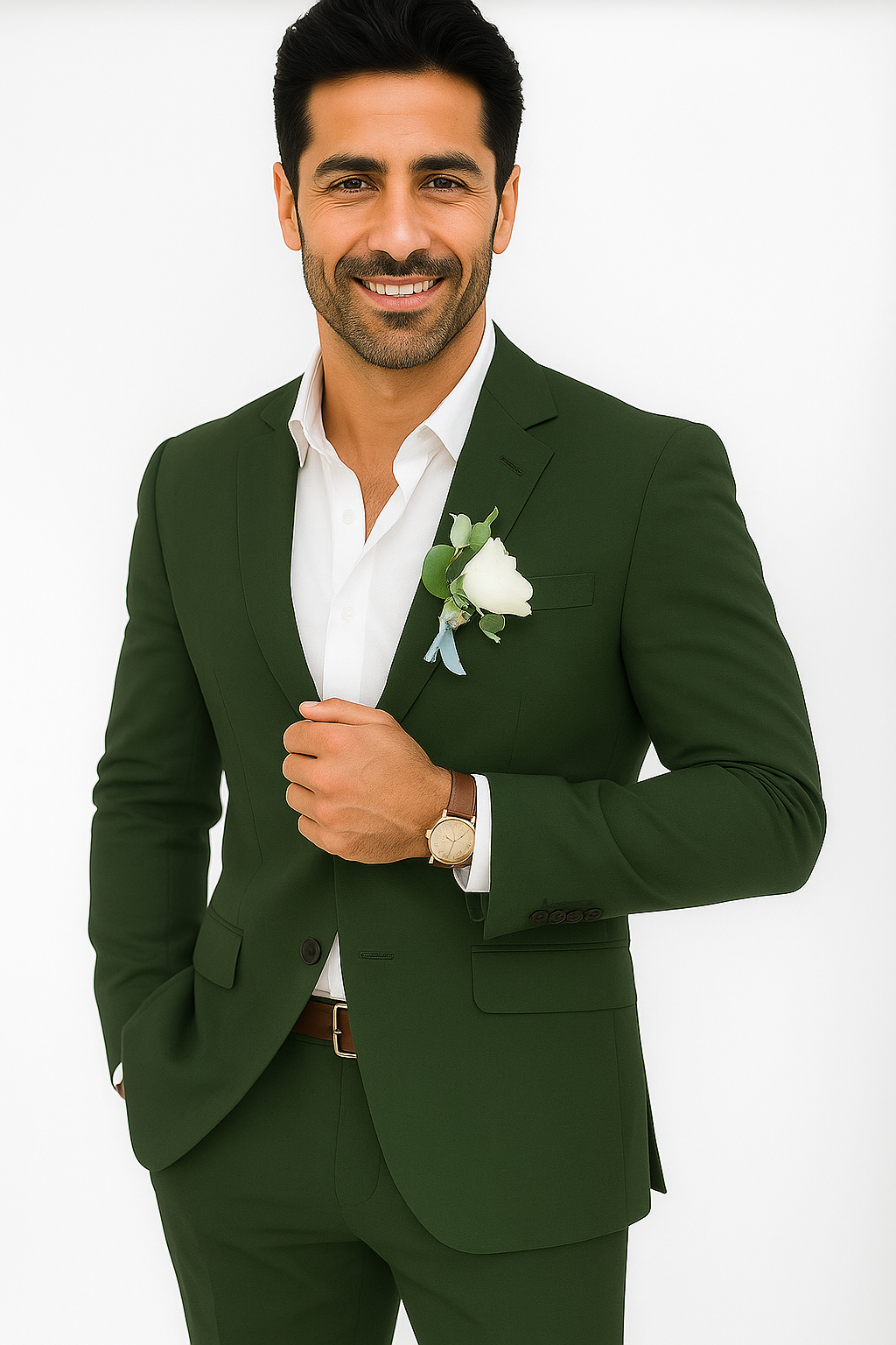 Mens Cotton Suit - Olive Summer Suit - Image 6