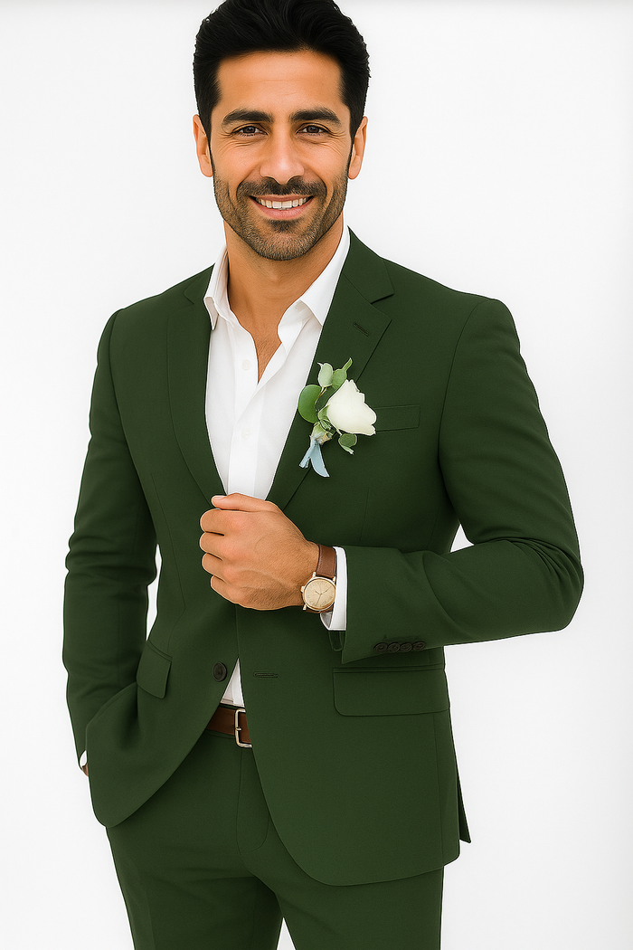 Mens Cotton Suit - Olive Summer Suit - Image 6