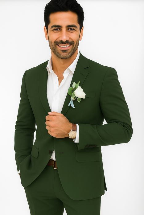 Mens Cotton Suit - Olive Summer Suit