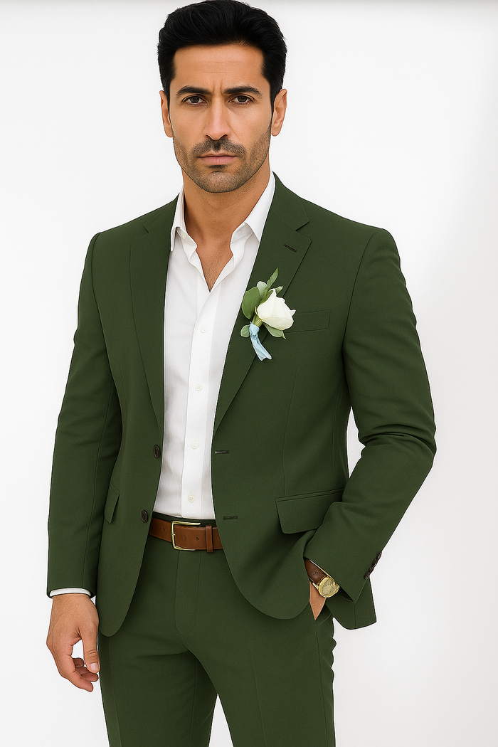 Mens Cotton Suit - Olive Summer Suit - Image 5