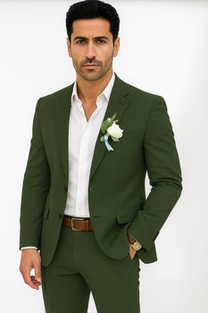 Mens Cotton Suit - Olive Summer Suit - Image 5
