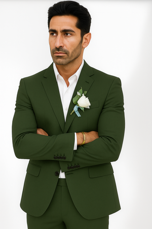 Mens Cotton Suit - Olive Summer Suit - Image 2
