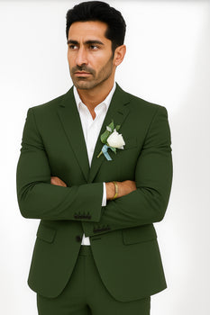 Mens Cotton Suit - Olive Summer Suit - Image 2