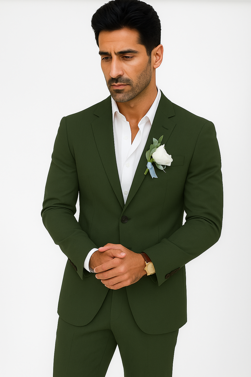Mens Cotton Suit - Olive Summer Suit - Image 7