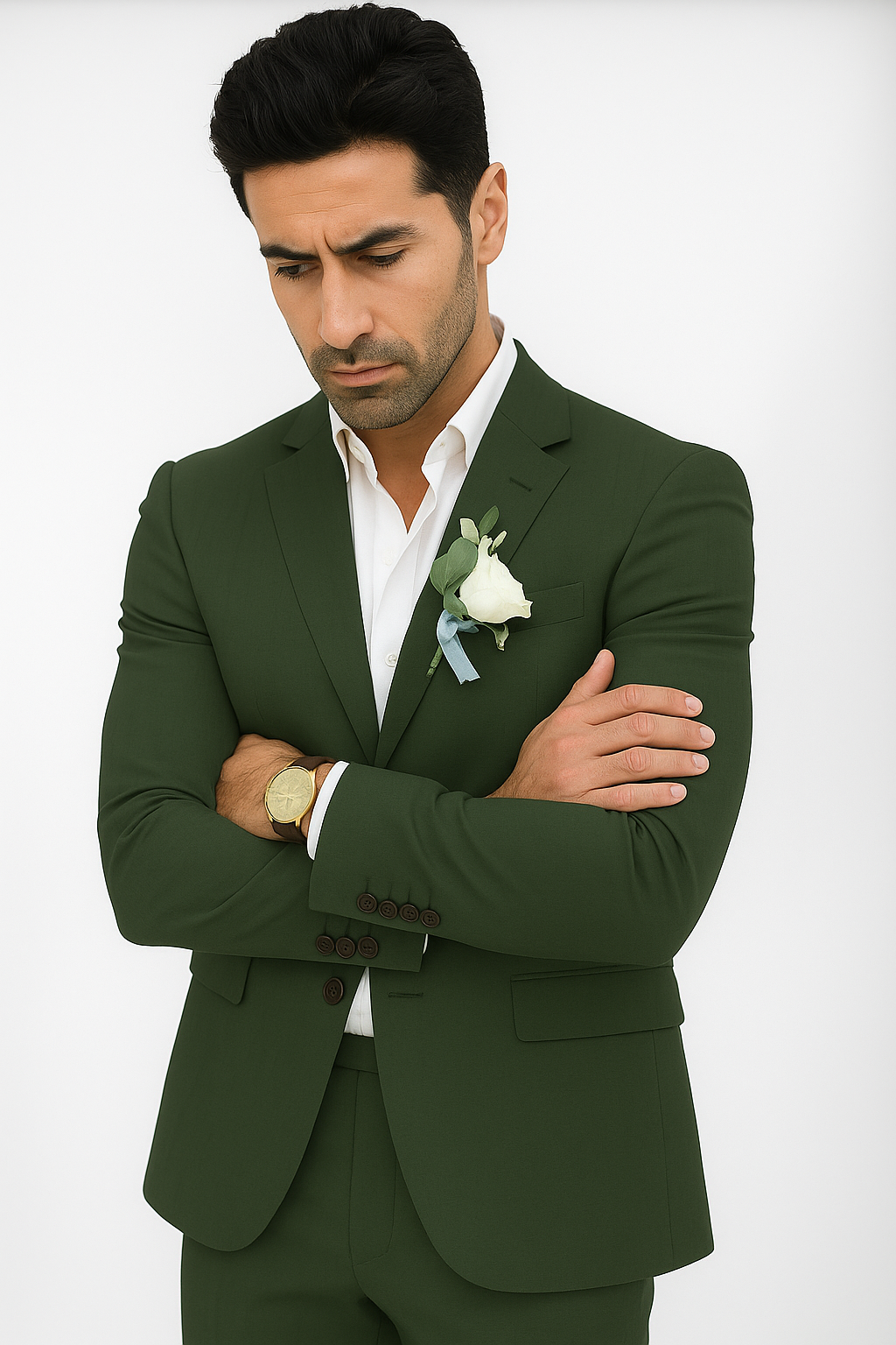 Mens Cotton Suit - Olive Summer Suit - Image 4
