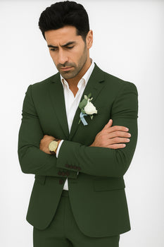 Mens Cotton Suit - Olive Summer Suit - Image 4