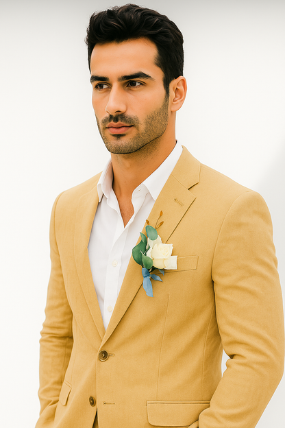 Mens Cotton Suit - Khaki Summer Suit - Image 6