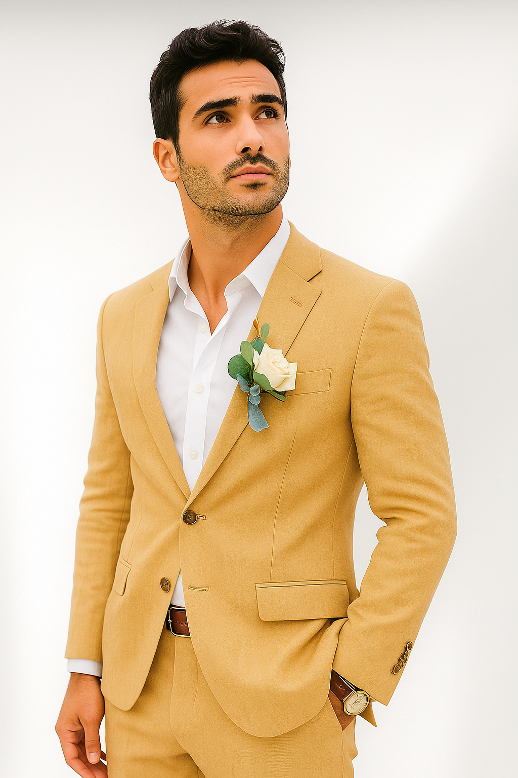 Mens Cotton Suit - Khaki Summer Suit - Image 5