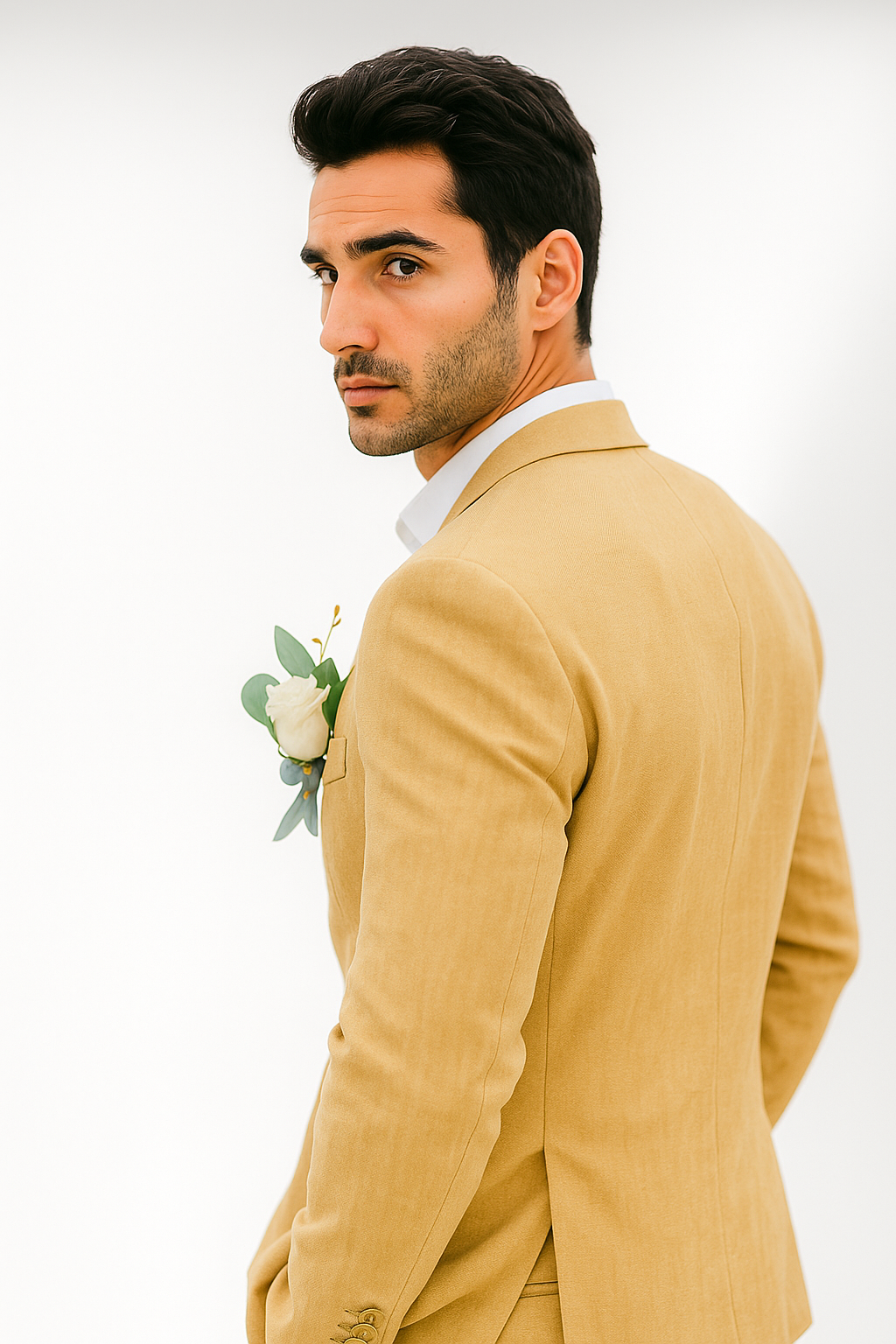 Mens Cotton Suit - Khaki Summer Suit - Image 2