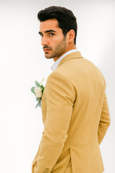 Mens Cotton Suit - Khaki Summer Suit - Image 2